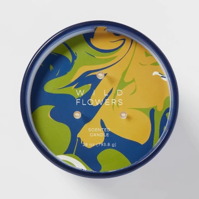 28oz Glass Wildflowers Candle Blue - Opalhouse™ 3 28oz Glass Wildflowers Candle Blue - Opalhouse™ - Image 3