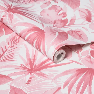 Tropical Leaves Peel & Stick Wallpaper Pink - Opalhouse™: Removable Vinyl, Botanical Leaf Pattern, Self-Adhesive, 27.5 Sq Ft Coverage 4 Tropical Leaves Peel & Stick Wallpaper Pink - Opalhouse™: Removable Vinyl, Botanical Leaf Pattern, Self-Adhesive, 27.5 Sq Ft Coverage - Image 4