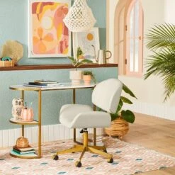 Opalhouse Sales Store 46 Mahonia Faux Leather Office Chair Cream/Aged Brass - Opalhouse™ Designed With Jungalow™