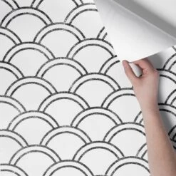 Scallops Peel & Stick Wallpaper Black/White - Opalhouse™: Removable Vinyl, Self-Adhesive, Washable, 27.5 Sq Ft Coverage -Opalhouse Sales Store GUEST b519ab13 7e47 4143 bd7b 337350ec0828