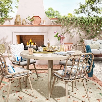 Leona 46" Round Crushed Bamboo Stamped Steel Top Patio Dining Table - Opalhouse™ 3 Leona 46" Round Crushed Bamboo Stamped Steel Top Patio Dining Table - Opalhouse™ - Image 3